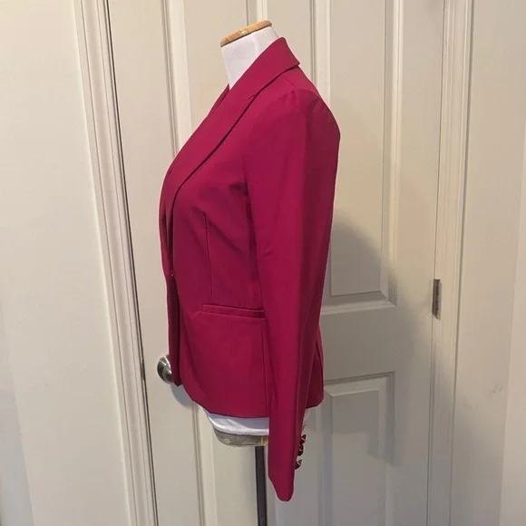 Nicole Miller Deep Raspberry Single-Button Tailored Blazer with Silver Buttons - Picture 4 of 10